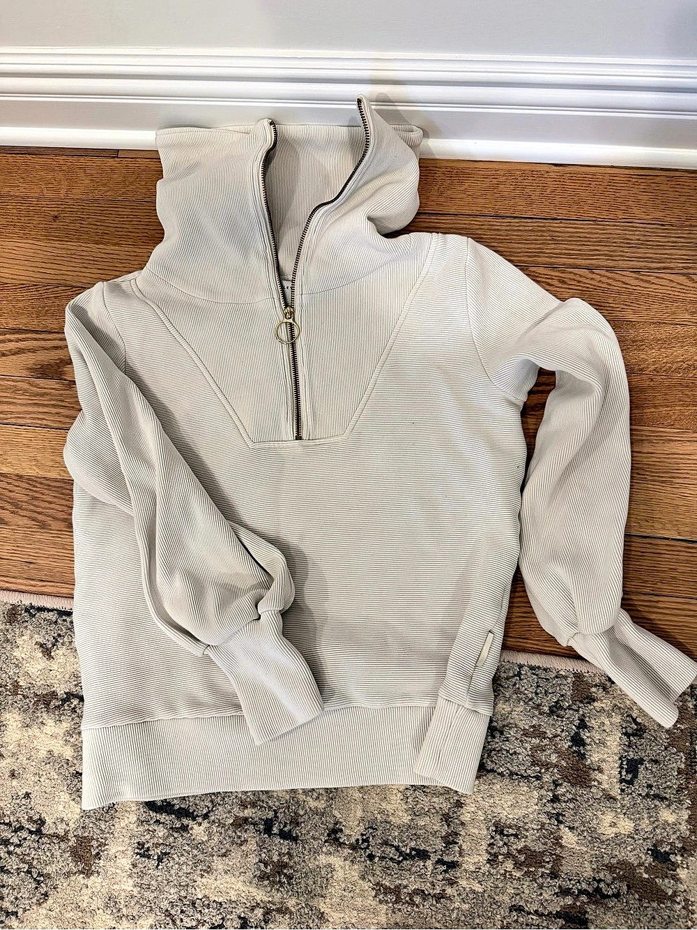 Varley Oversized Funnel-Neck Half Zip Hoodie in White
